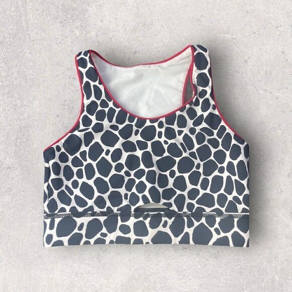 Mono B | EUC Dark Giraffe Peekaboo Racerback Sports Bra Size M - Picture 1 of 7